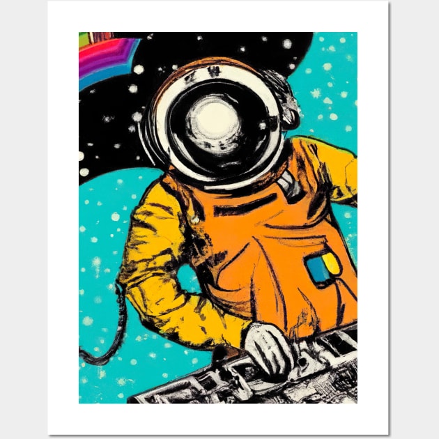 Astronaut DJ In Space Wall Art by maxcode